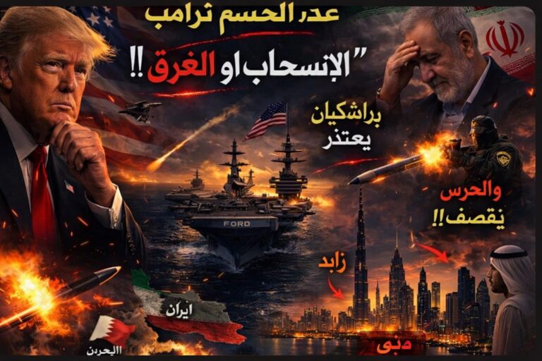 هوامش اليوم8:غداً الحسم لترامب”الانسحاب او الغرق”واسر امريكان وقصف دبي!!بزشكيان يعتذر والحرس يقصف!!