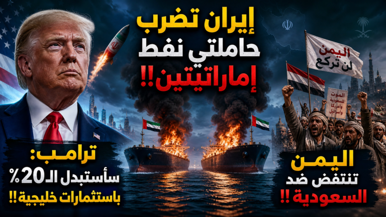إيران تضرب حاملتي نفط إماراتيتين!!ترامب: سأستبدل 20% باستثمارات خليجية!! اليمن تنتفض ضد السعودية