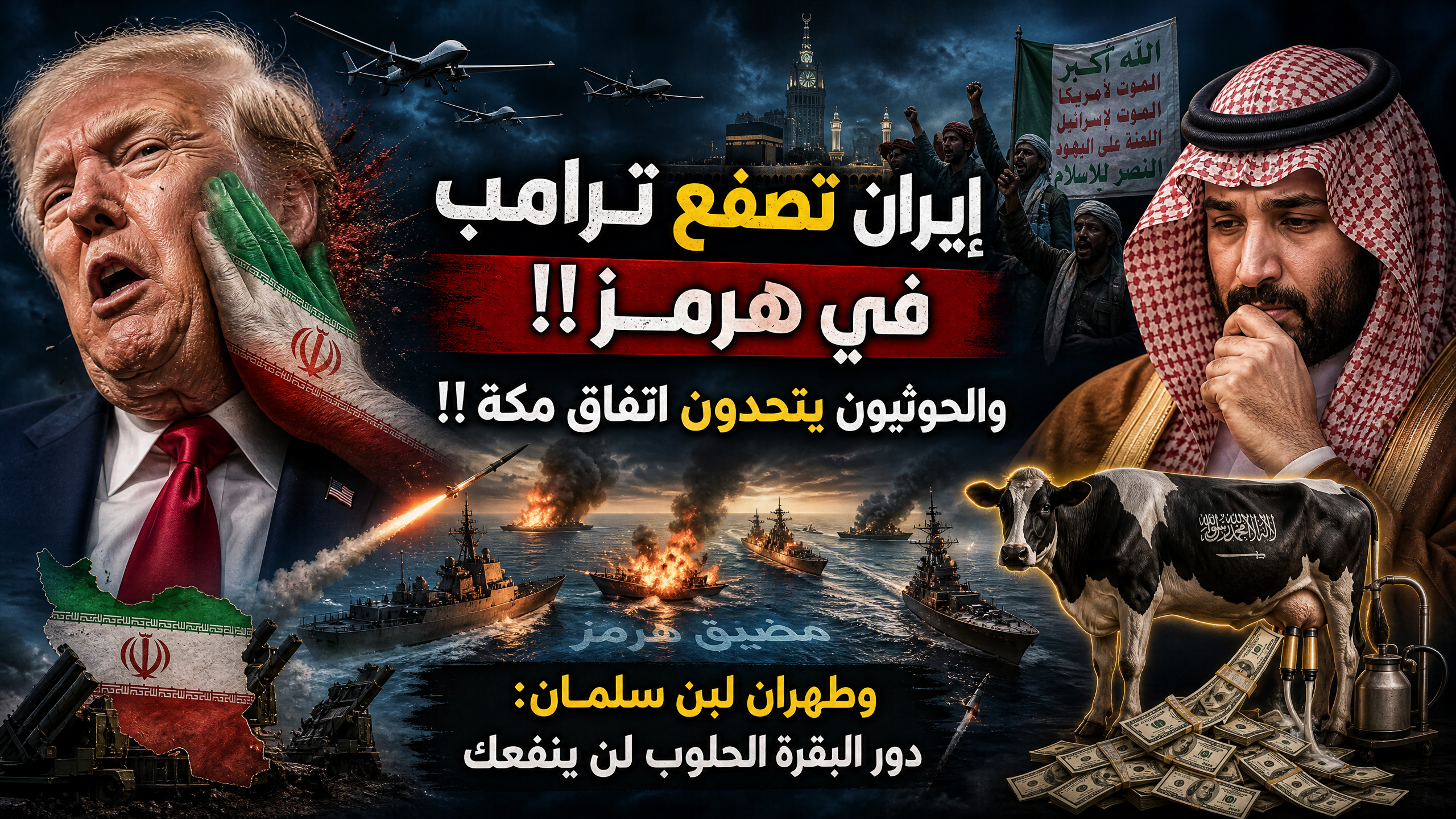 إيران تصفع ترامب في هرمز!!والحوثيون يتحدون اتفاق مكة!!وطهران لبن سلمان : دور البقرة الحلوب لن ينفعك
